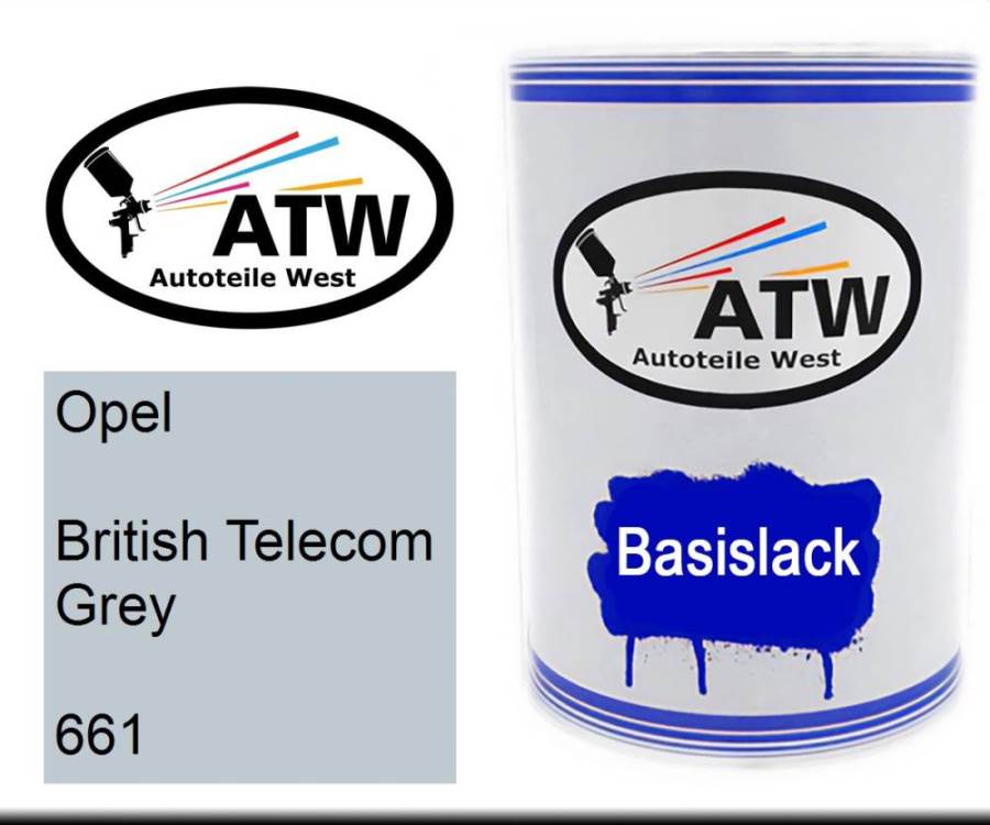 Opel, British Telecom Grey, 661: 500ml Lackdose, von ATW Autoteile West.